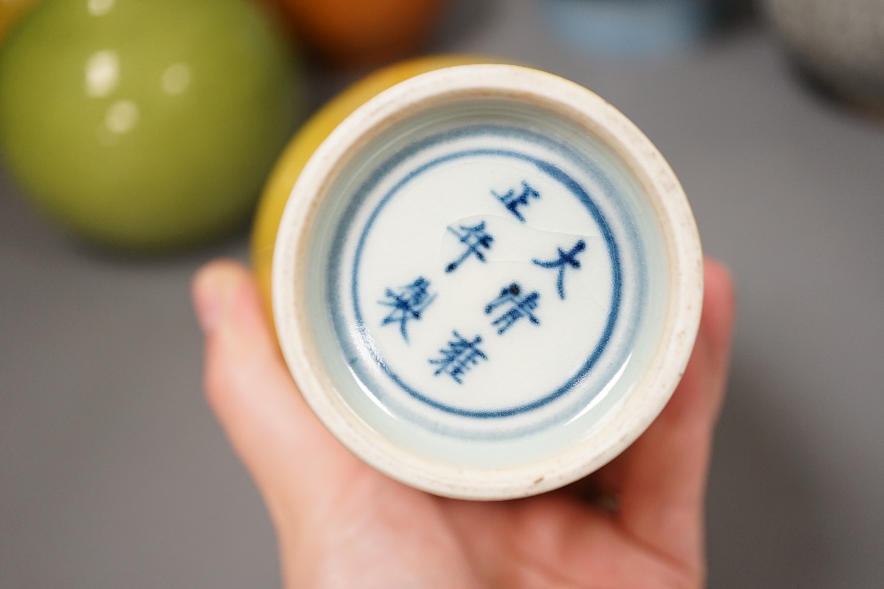 Six various Chinese porcelain or pottery vases, 22cm